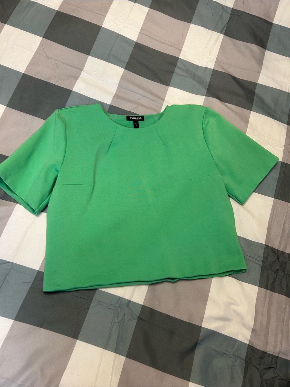 Express Bright Green Short Sleeve Cropped Top